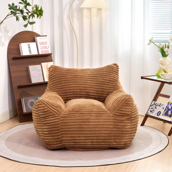English Elm Bean Bag Floor Chair with Armrests Corduroy Shredded Foam Adult Lounge Seat Brown W2510P369228