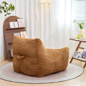 English Elm Bean Bag Floor Chair with Armrests Corduroy Shredded Foam Adult Lounge Seat Brown W2510P369228