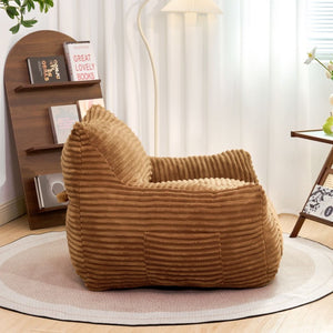 English Elm Bean Bag Floor Chair with Armrests Corduroy Shredded Foam Adult Lounge Seat Brown W2510P369228