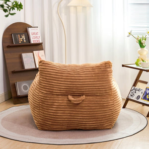 English Elm Bean Bag Floor Chair with Armrests Corduroy Shredded Foam Adult Lounge Seat Brown W2510P369228
