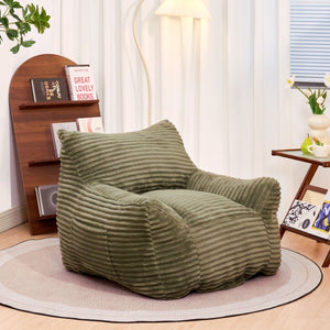English Elm Bean Bag Floor Chair with Armrests Corduroy Shredded Foam Adult Lounge Seat Green W2510P369229