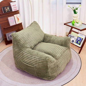 English Elm Bean Bag Floor Chair with Armrests Corduroy Shredded Foam Adult Lounge Seat Green W2510P369229