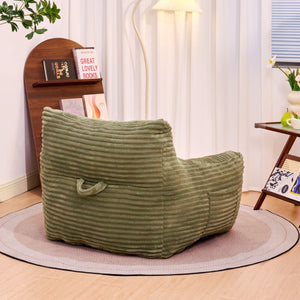 English Elm Bean Bag Floor Chair with Armrests Corduroy Shredded Foam Adult Lounge Seat Green W2510P369229