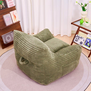 English Elm Bean Bag Floor Chair with Armrests Corduroy Shredded Foam Adult Lounge Seat Green W2510P369229