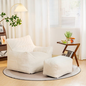 English Elm Mj-Ys147new-Wt Oversized Teddy Faux Fur Bean Bag Foam Filled Lounge Chair White W2510P380029