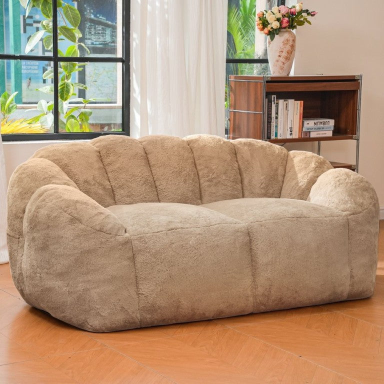 English Elm Mj-Ys231-Bl Oversized Fluffy Bean Bag Sofa with Foam Fill for Living Room Lounging Khaki W2510P388888