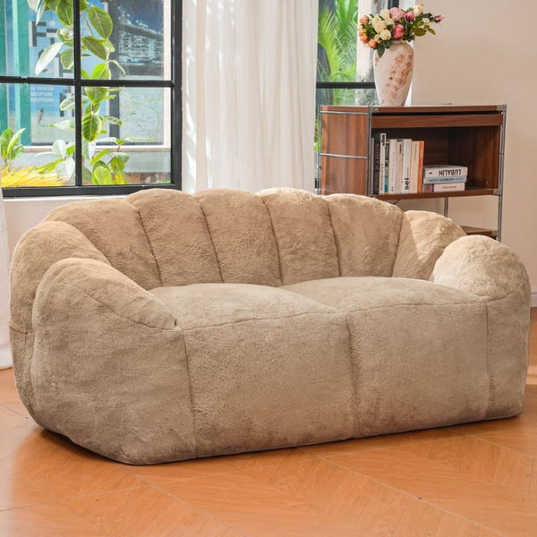 English Elm Mj-Ys231-Bl Oversized Fluffy Bean Bag Sofa with Foam Fill for Living Room Lounging Khaki W2510P388888