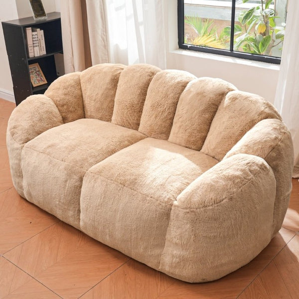 English Elm Mj-Ys231-Bl Oversized Fluffy Bean Bag Sofa with Foam Fill for Living Room Lounging Khaki W2510P388888