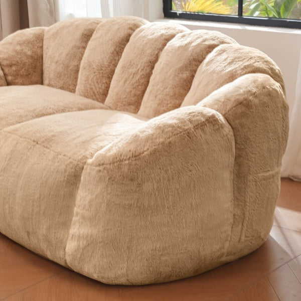 English Elm Mj-Ys231-Bl Oversized Fluffy Bean Bag Sofa with Foam Fill for Living Room Lounging Khaki W2510P388888