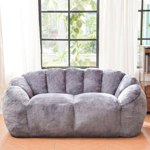 English Elm Mj-Ys231-Bl Oversized Fluffy Bean Bag Sofa with Foam Fill for Living Room Lounging Gray W2510P388889