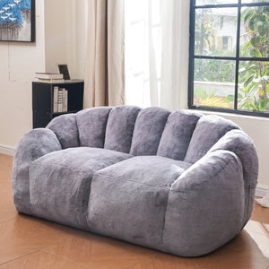 English Elm Mj-Ys231-Bl Oversized Fluffy Bean Bag Sofa with Foam Fill for Living Room Lounging Gray W2510P388889