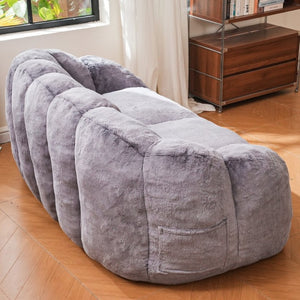 English Elm Mj-Ys231-Bl Oversized Fluffy Bean Bag Sofa with Foam Fill for Living Room Lounging Gray W2510P388889