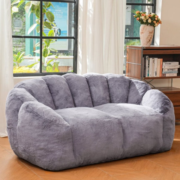 English Elm Mj-Ys231-Bl Oversized Fluffy Bean Bag Sofa with Foam Fill for Living Room Lounging Gray W2510P388889