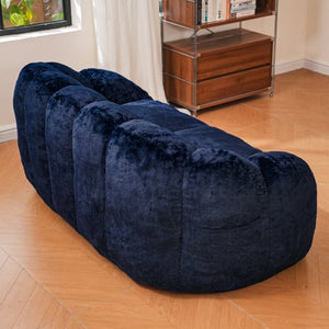 English Elm Mj-Ys231-Bl Oversized Fluffy Bean Bag Sofa with Foam Fill for Living Room Lounging Dark Blue W2510P388890