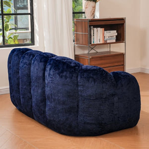 English Elm Mj-Ys231-Bl Oversized Fluffy Bean Bag Sofa with Foam Fill for Living Room Lounging Dark Blue W2510P388890