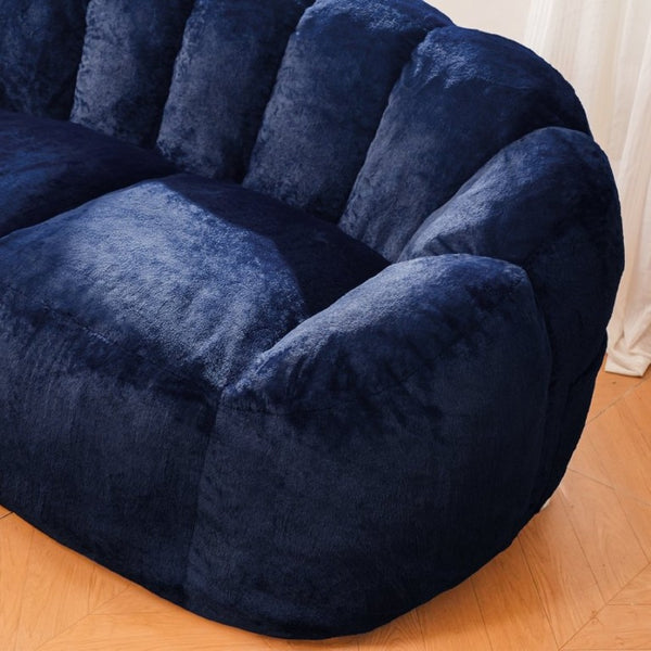 English Elm Mj-Ys231-Bl Oversized Fluffy Bean Bag Sofa with Foam Fill for Living Room Lounging Dark Blue W2510P388890