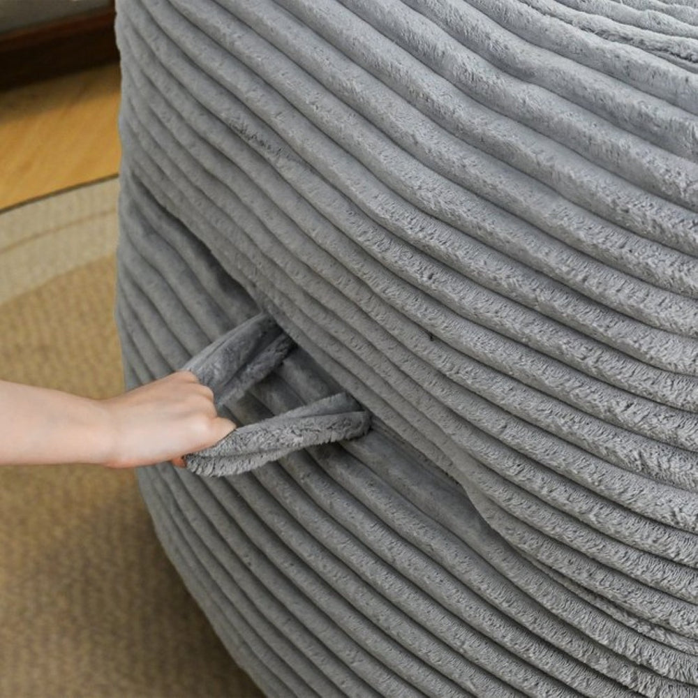 English Elm Bean Bag Floor Chair with Armrests Corduroy Shredded Foam Adult Lounge Seat Light Gray W2510P436728