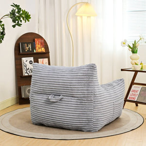 English Elm Bean Bag Floor Chair with Armrests Corduroy Shredded Foam Adult Lounge Seat Light Gray W2510P436728