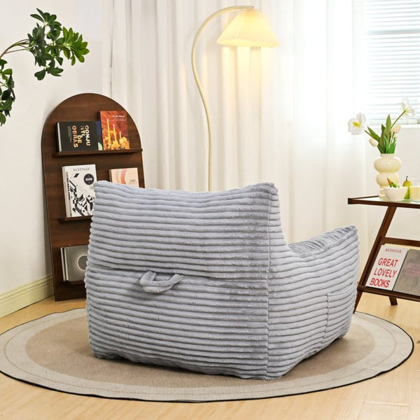 English Elm Bean Bag Floor Chair with Armrests Corduroy Shredded Foam Adult Lounge Seat Light Gray W2510P436728