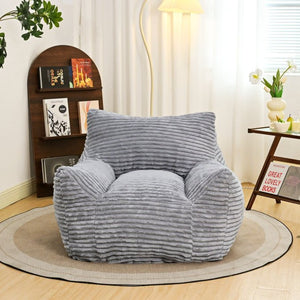 English Elm Bean Bag Floor Chair with Armrests Corduroy Shredded Foam Adult Lounge Seat Light Gray W2510P436728