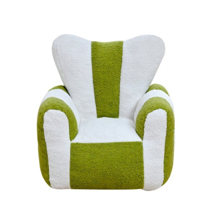 English Elm Child Bean Bag Chair Soft Teddy Foam Seat with Heart Backrest for Kids Bedroom White+Green W2510P465275