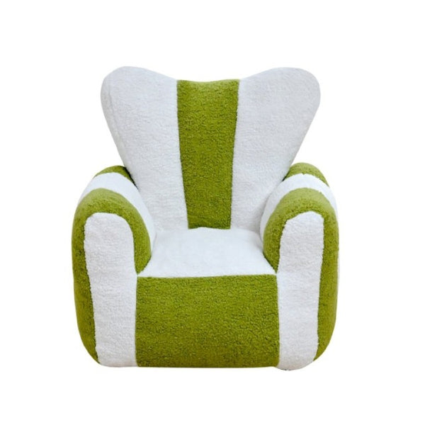 English Elm Child Bean Bag Chair Soft Teddy Foam Seat with Heart Backrest for Kids Bedroom White+Green W2510P465275