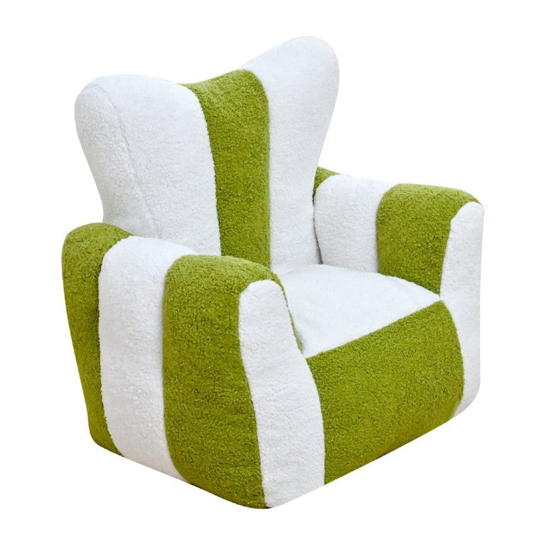 English Elm Child Bean Bag Chair Soft Teddy Foam Seat with Heart Backrest for Kids Bedroom White+Green W2510P465275