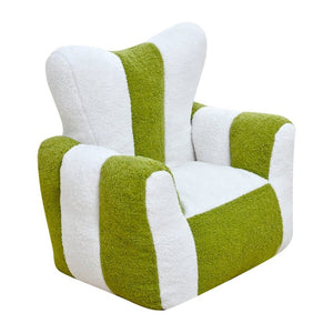 English Elm Child Bean Bag Chair Soft Teddy Foam Seat with Heart Backrest for Kids Bedroom White+Green W2510P465275
