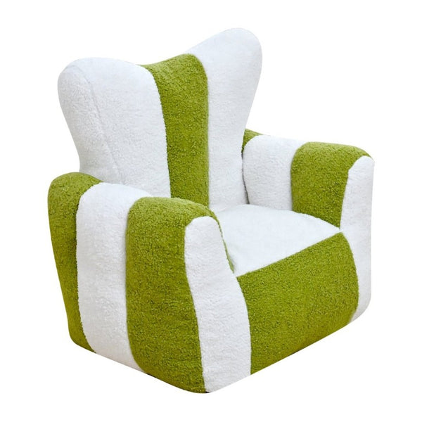 English Elm Child Bean Bag Chair Soft Teddy Foam Seat with Heart Backrest for Kids Bedroom White+Green W2510P465275