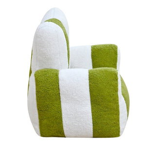 English Elm Child Bean Bag Chair Soft Teddy Foam Seat with Heart Backrest for Kids Bedroom White+Green W2510P465275