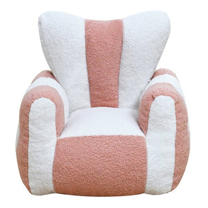 English Elm Child Bean Bag Chair Soft Teddy Foam Seat with Heart Backrest for Kids Bedroom White+Pink W2510P465280