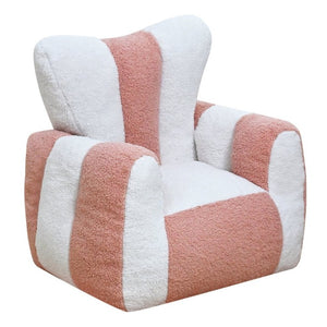English Elm Child Bean Bag Chair Soft Teddy Foam Seat with Heart Backrest for Kids Bedroom White+Pink W2510P465280