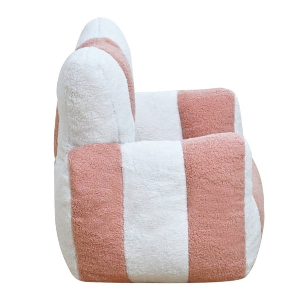 English Elm Child Bean Bag Chair Soft Teddy Foam Seat with Heart Backrest for Kids Bedroom White+Pink W2510P465280