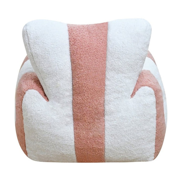 English Elm Child Bean Bag Chair Soft Teddy Foam Seat with Heart Backrest for Kids Bedroom White+Pink W2510P465280