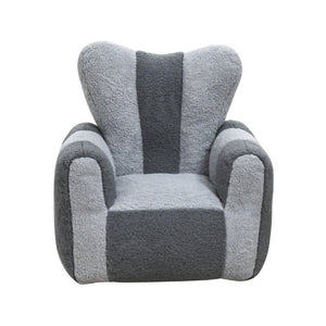 English Elm Child Bean Bag Chair Soft Teddy Foam Seat with Heart Backrest for Kids Bedroom Gray W2510P465291
