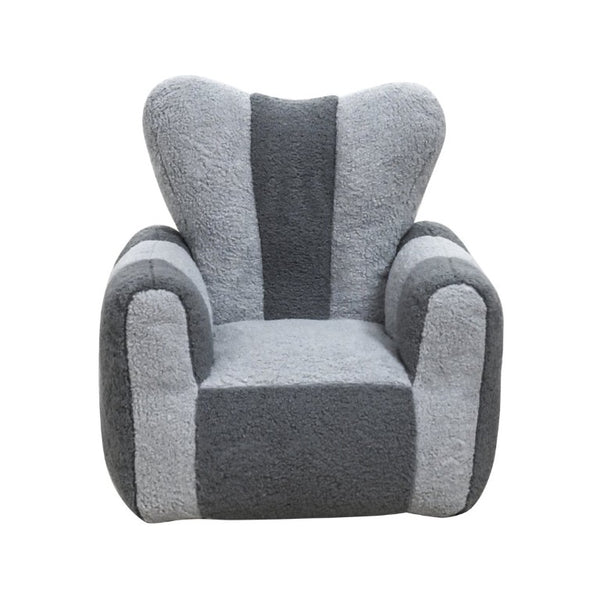 English Elm Child Bean Bag Chair Soft Teddy Foam Seat with Heart Backrest for Kids Bedroom Gray W2510P465291