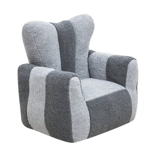 English Elm Child Bean Bag Chair Soft Teddy Foam Seat with Heart Backrest for Kids Bedroom Gray W2510P465291