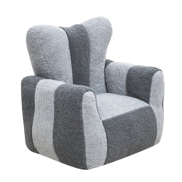 English Elm Child Bean Bag Chair Soft Teddy Foam Seat with Heart Backrest for Kids Bedroom Gray W2510P465291
