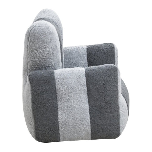 English Elm Child Bean Bag Chair Soft Teddy Foam Seat with Heart Backrest for Kids Bedroom Gray W2510P465291