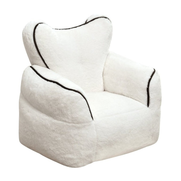 English Elm Heart-Shaped Faux Fur Kids Lounge Chair Foam Filled Ergonomic Seat for Playroom White W2510P465380