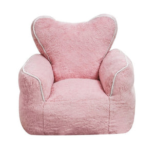 English Elm Heart-Shaped Faux Fur Kids Lounge Chair Foam Filled Ergonomic Seat for Playroom Baby Pink W2510P465396