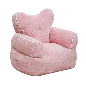 English Elm Heart-Shaped Faux Fur Kids Lounge Chair Foam Filled Ergonomic Seat for Playroom Baby Pink W2510P465396