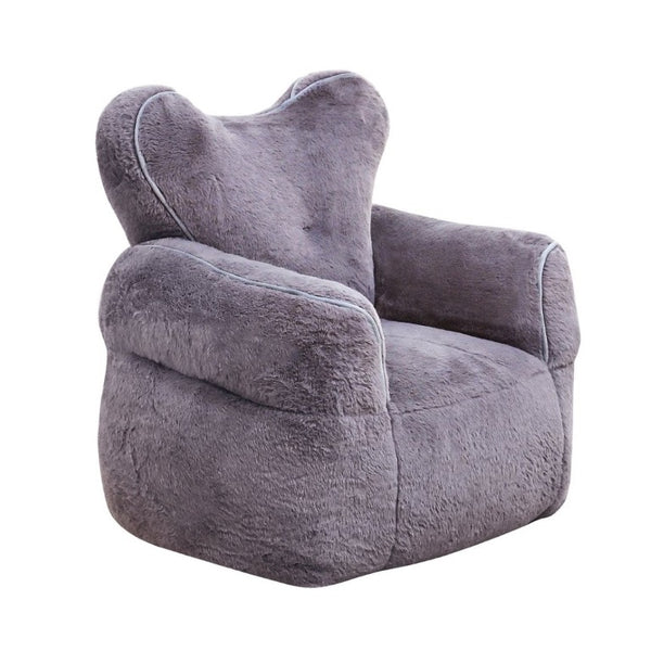 English Elm Heart-Shaped Faux Fur Kids Lounge Chair Foam Filled Ergonomic Seat for Playroom Gray W2510P465428