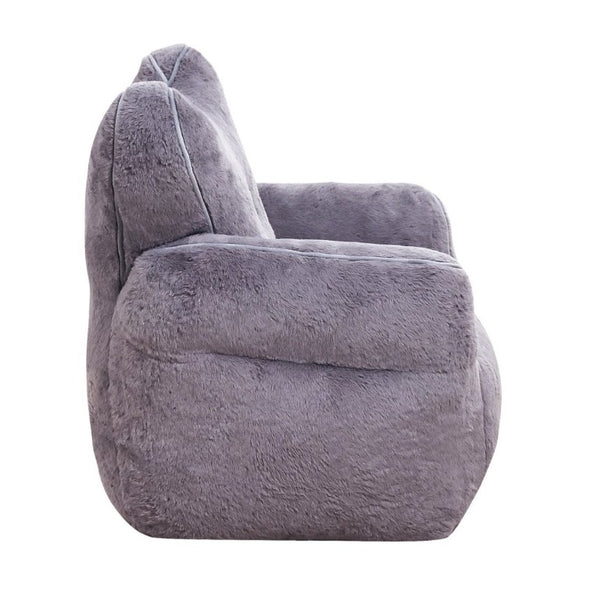 English Elm Heart-Shaped Faux Fur Kids Lounge Chair Foam Filled Ergonomic Seat for Playroom Gray W2510P465428