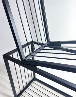 English Elm 5-tier Matte Black Metal Geometric Bookcase Open Frame Sculptural Organizer for Modern Spaces W2516P399491