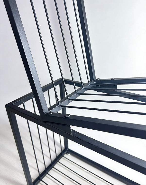 English Elm 5-tier Matte Black Metal Geometric Bookcase Open Frame Sculptural Organizer for Modern Spaces W2516P399491