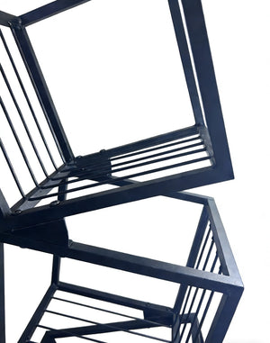 English Elm 5-tier Matte Black Metal Geometric Bookcase Open Frame Sculptural Organizer for Modern Spaces W2516P399491