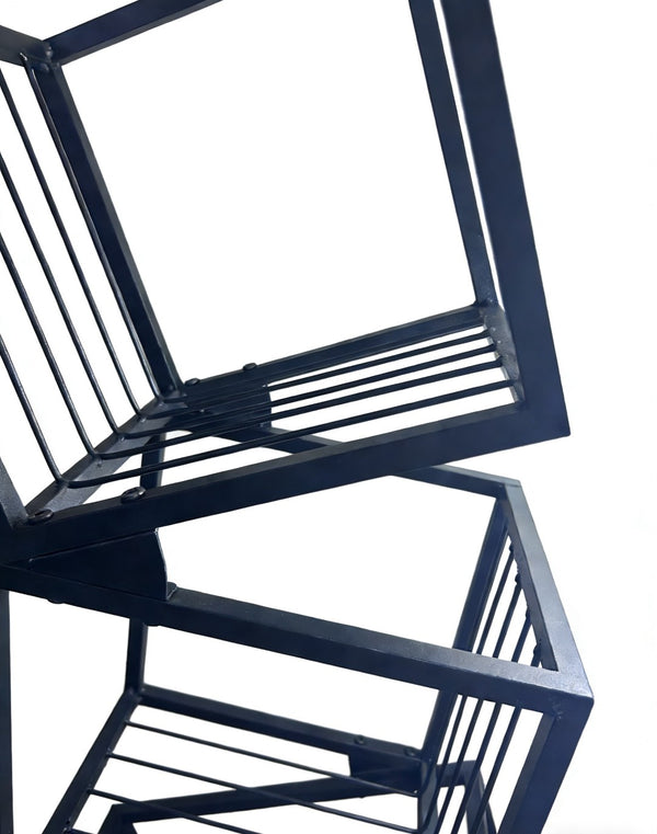 English Elm 5-tier Matte Black Metal Geometric Bookcase Open Frame Sculptural Organizer for Modern Spaces W2516P399491