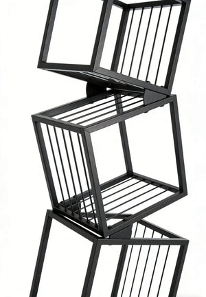 English Elm 5-tier Matte Black Metal Geometric Bookcase Open Frame Sculptural Organizer for Modern Spaces W2516P399491