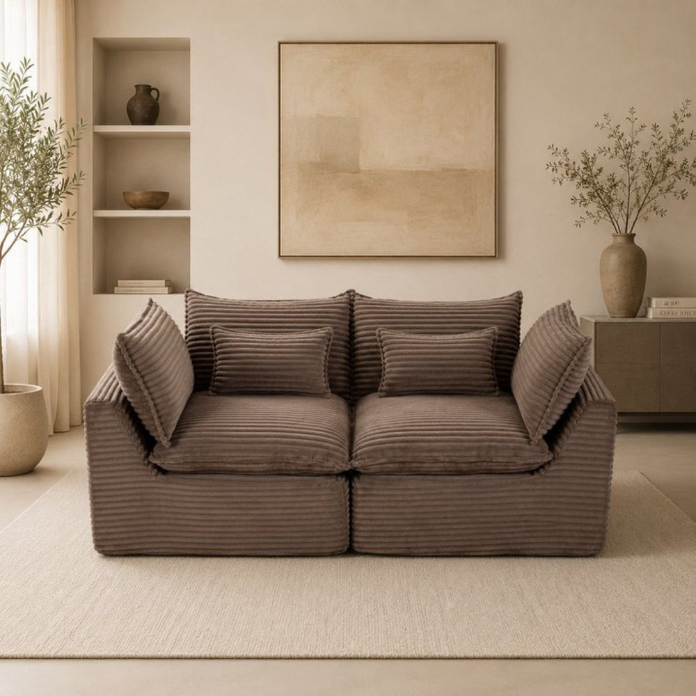 English Elm 74.8" Modular Cloud Sectional Sofa Deep Cotton Linen Upholstery Slow Release Foam Lounger Khaki W2530P508592